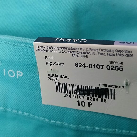 NWT St Johns Bay Capri Jeans 10P Aqua Sail Mid Rise Stretch - Picture 8 of 10
